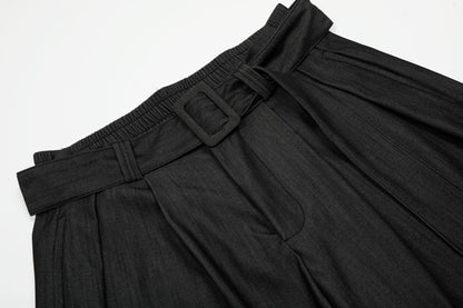 Curved Draped Design Wide Leg Trousers WN16526