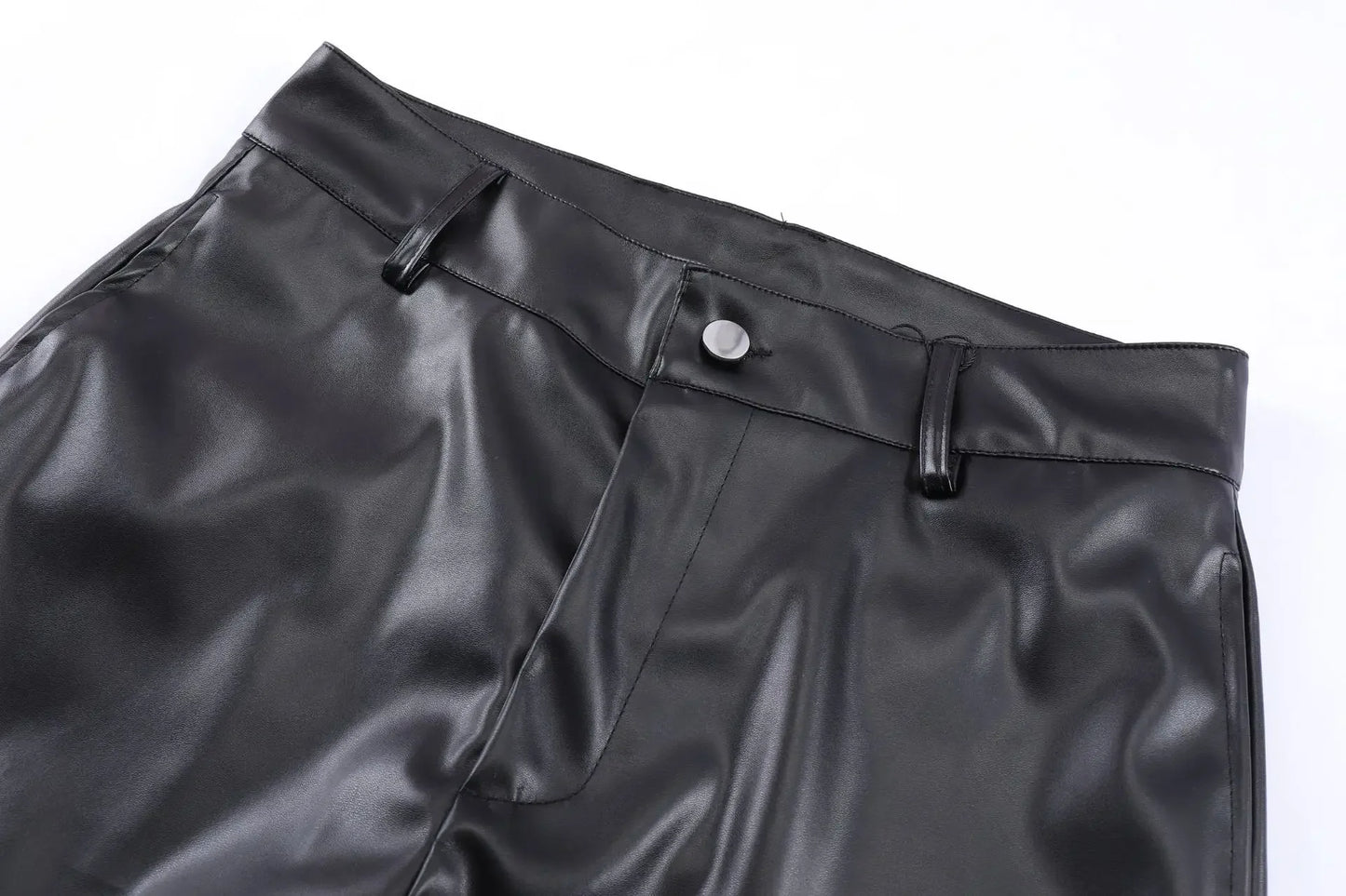 Wrinkle PU Leather Straight Pants WN16104