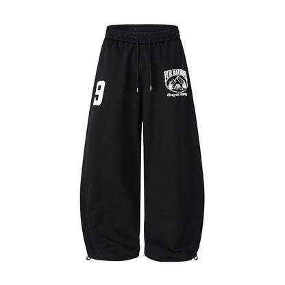 Number Graphic Wide Leg Sweatpants WN28123