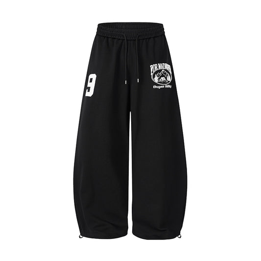 Number Graphic Wide Leg Sweatpants WN28123