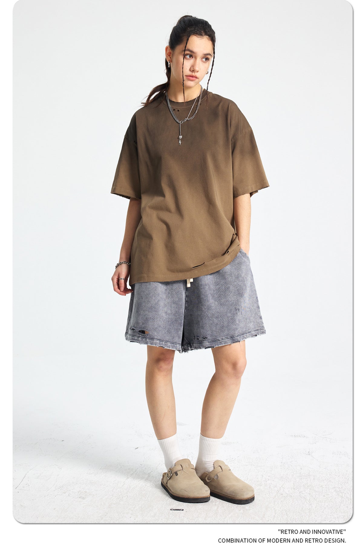 Spray Dye Damage Washed Short Sleeve T-Shirt WN16274