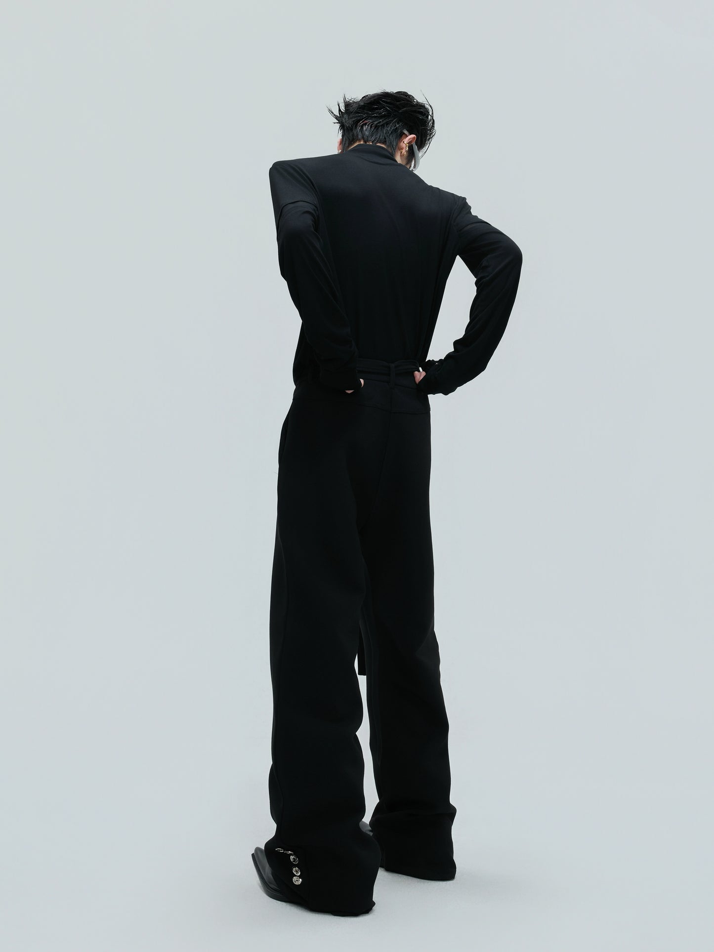 High-Neck Metal Logo Long Sleeve T-Shirt WN21739