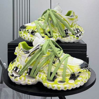 Paint Splash Rope Lace Chunky Sole Sneakers WN24649