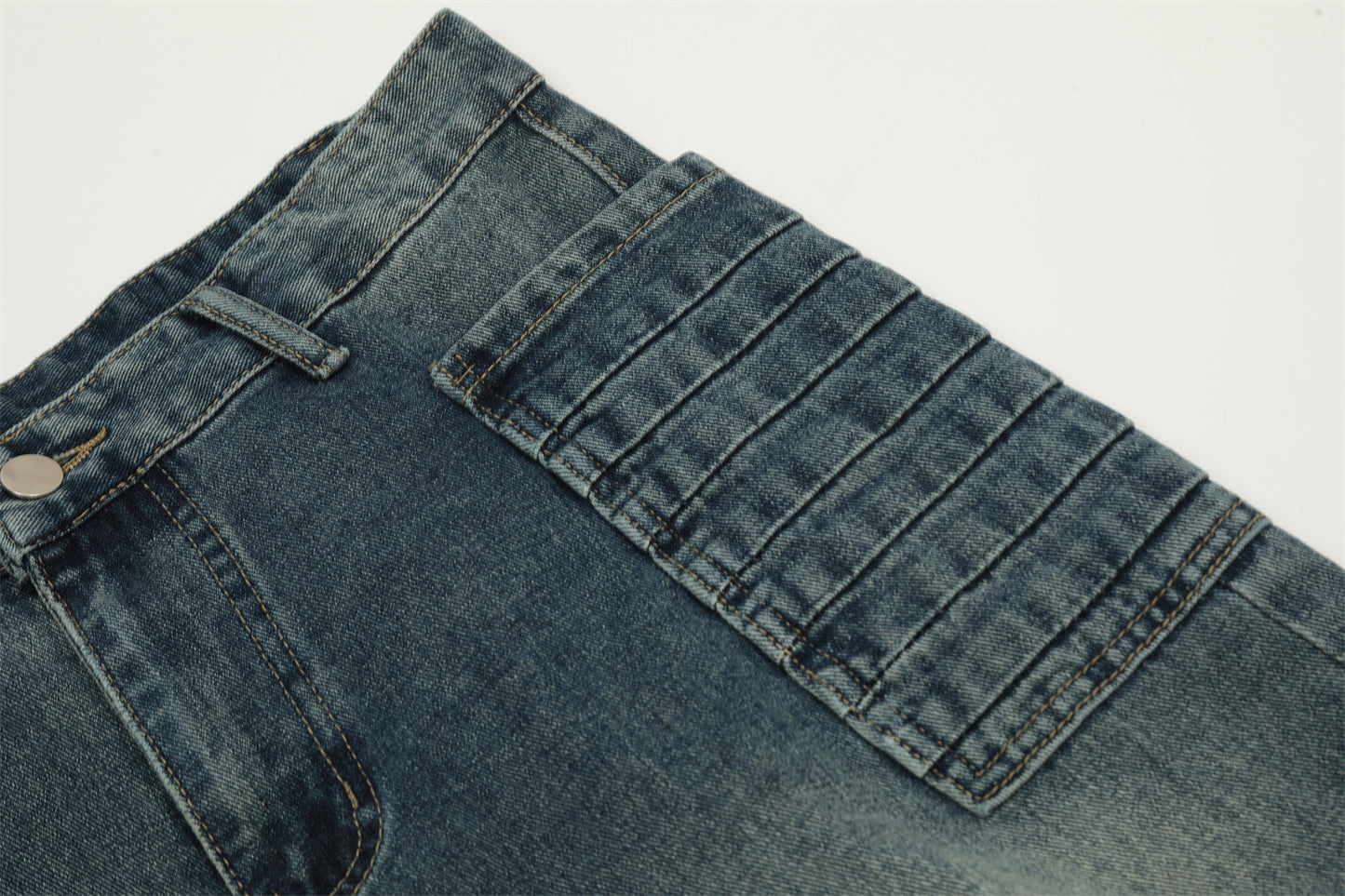 Washed Wide-Leg Straight Denim Jeans WN11486