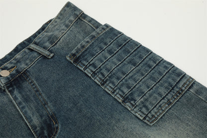 Washed Wide-Leg Straight Denim Jeans WN11486