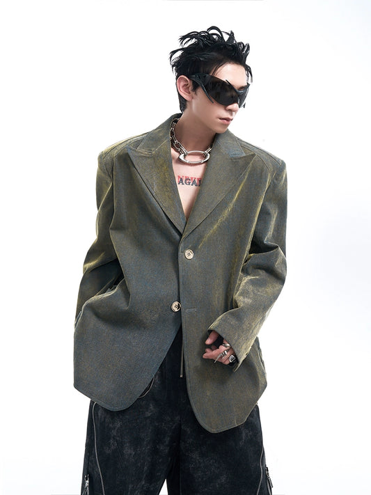 Velvet Spine Detail Denim Tailored Jacket WN10171-S