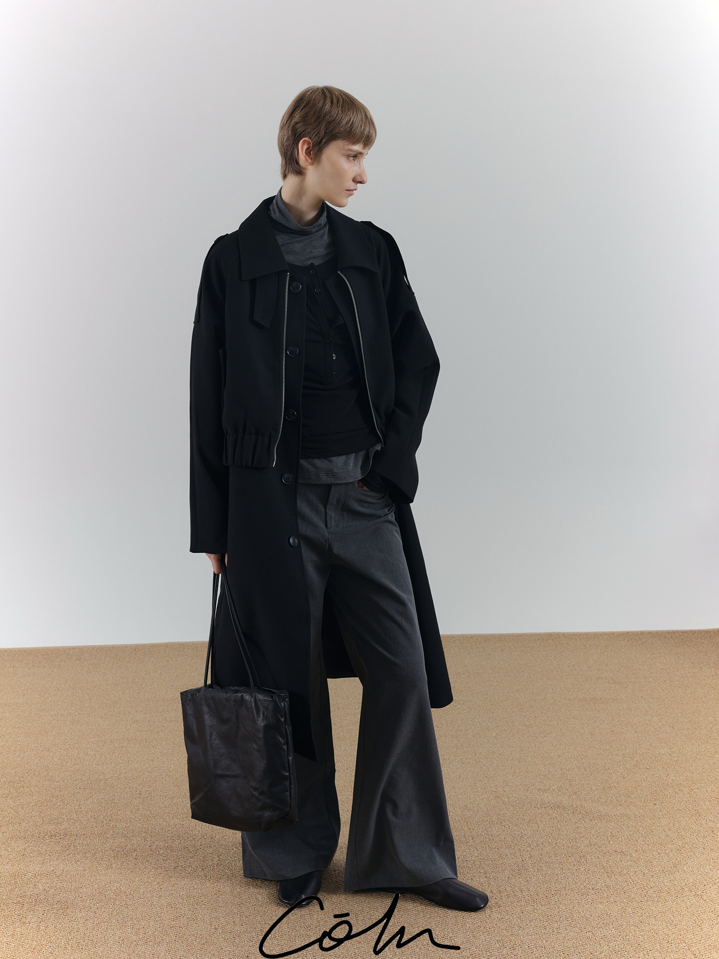 Fake Layered Zipper Trench Coat WN21617