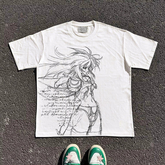 Illustration Art Oversize Short Sleeve T-Shirt WN16723