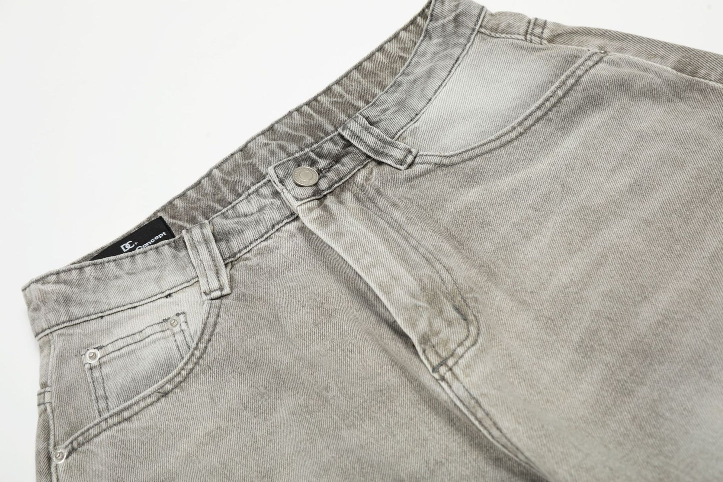 Ink Splash Damage Curved Wide Leg Denim Jeans WN26166
