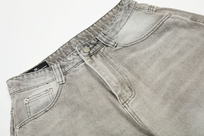 Ink Splash Damage Curved Wide Leg Denim Jeans WN26166