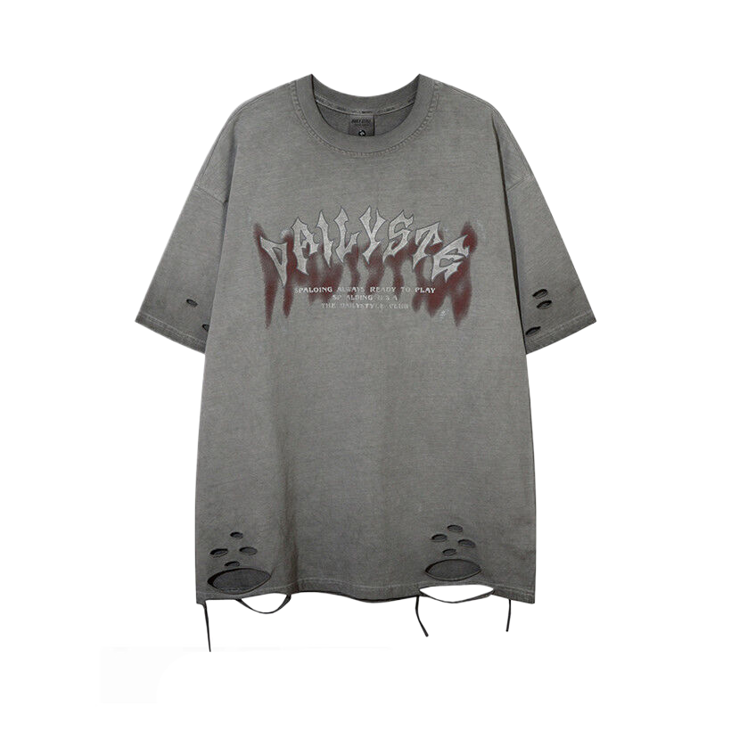 Wash Damaged Print Short Sleeve T-Shirt WN5368