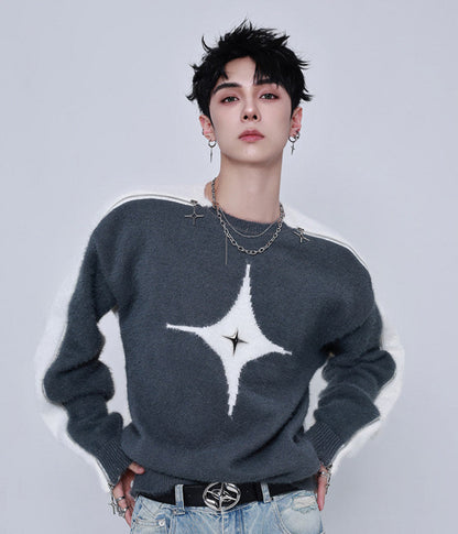 Star Pattern Oversize Knit Sweater WN25159