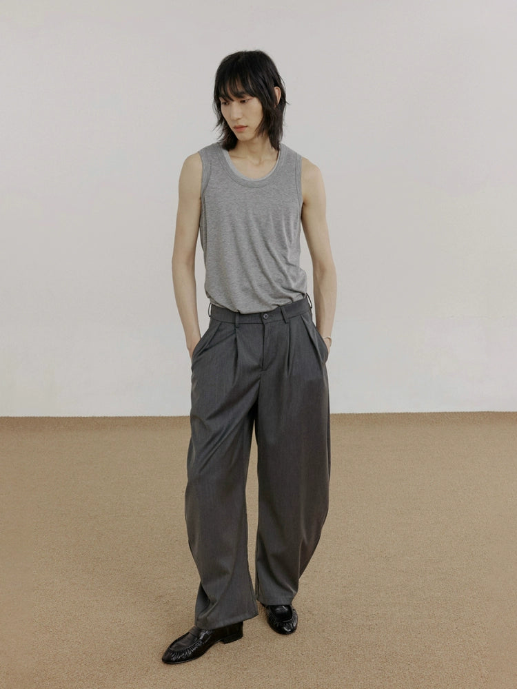 Pleated Curved Leg Trousers WN21548