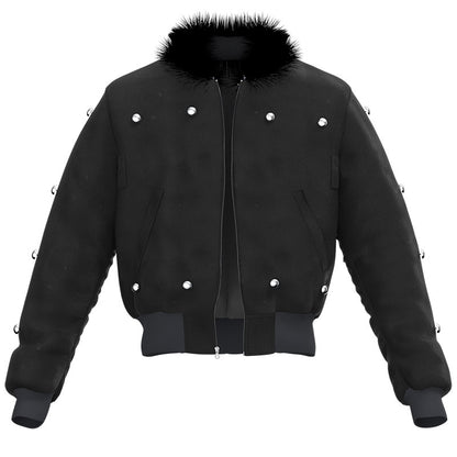 Cropped Detachable Fake Fur Collar Nylon Puffer Jacket WN27088