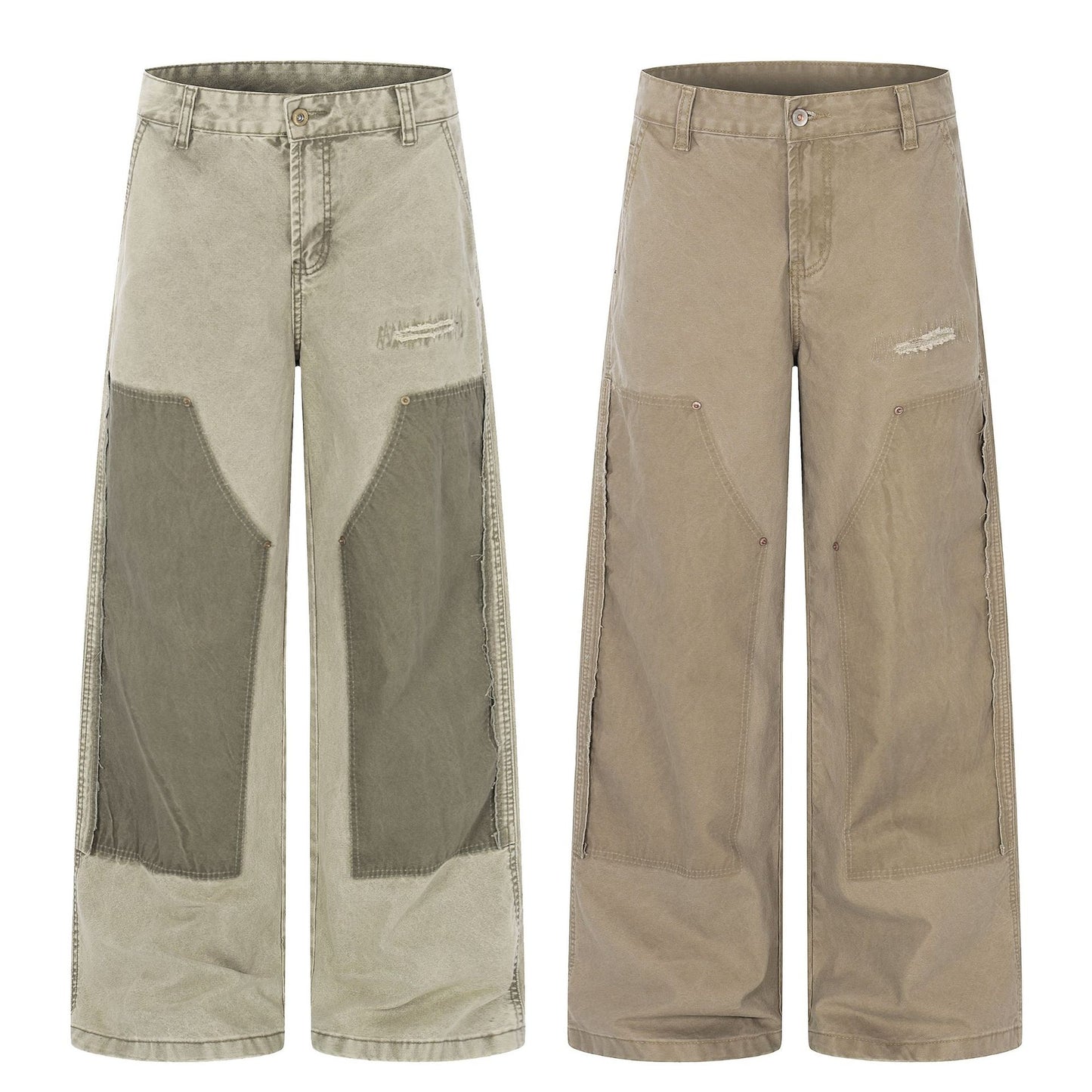Damage Patchwork Wide Leg Cargo Pants WN26162