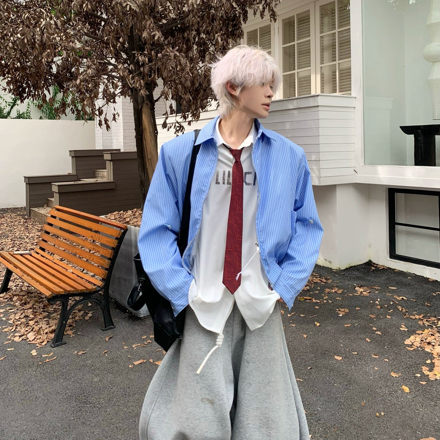 Striped Oversize Long Sleeve Shirt WN19872