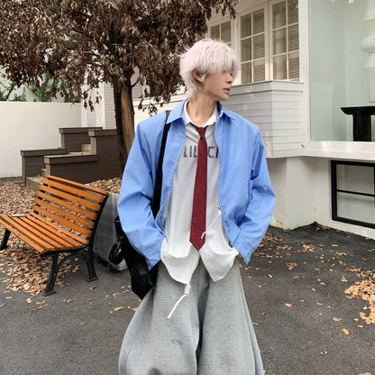 Striped Oversize Long Sleeve Shirt WN19872