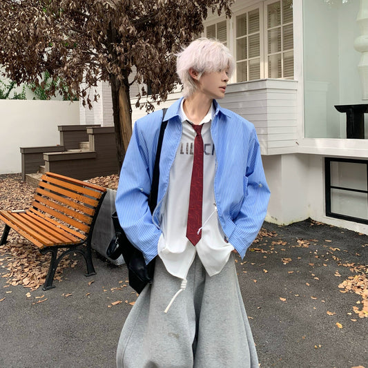 Striped Oversize Long Sleeve Shirt WN19872