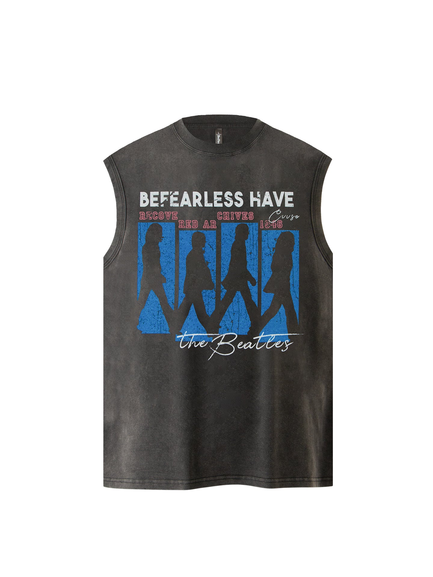 Washed Graphic Letter Sleeveless T-Shirt WN26171
