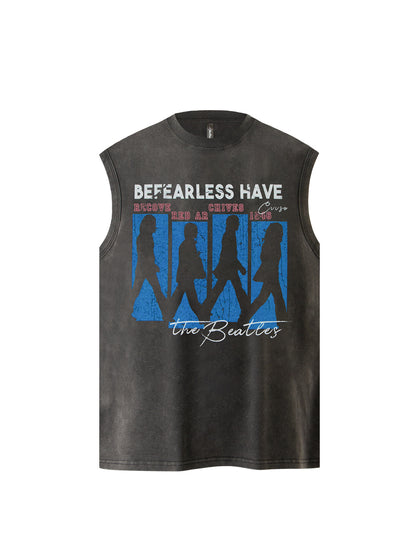 Washed Graphic Letter Sleeveless T-Shirt WN26171