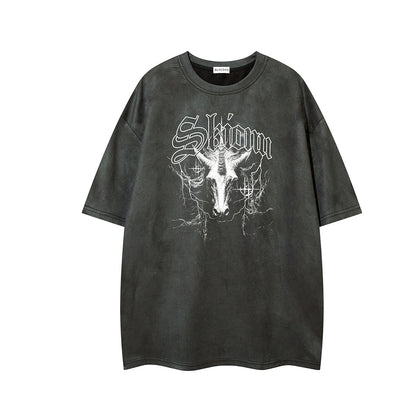 Washed Graphic Art Print Short Sleeve T-Shirt WN25797
