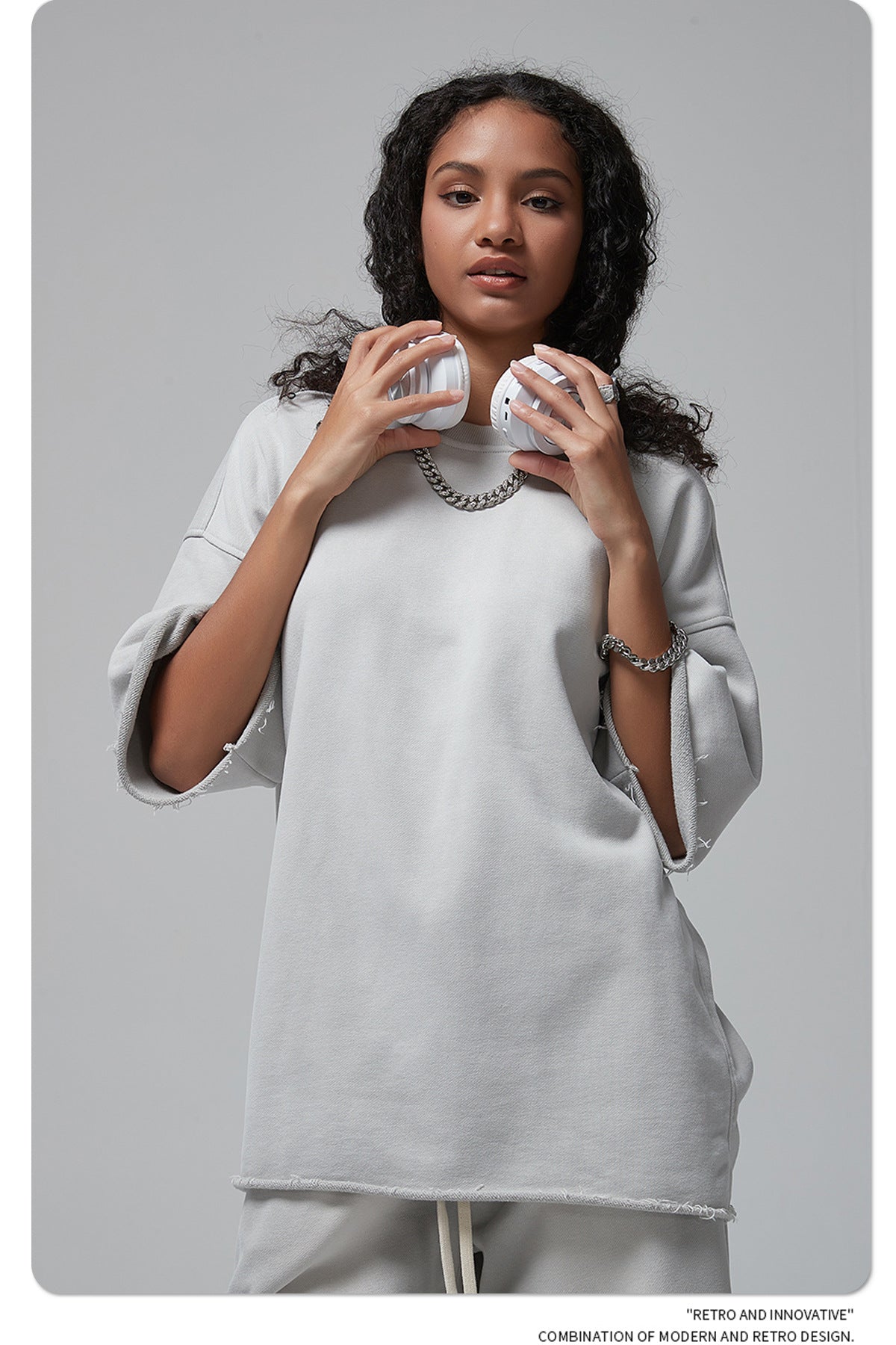 Oversize Spray-dyed Short-sleeve T-shirt & Spray-dyed Short Sweatpants Setup WN6639