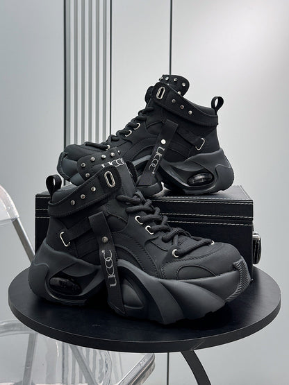 Studs Strap Buckle High-Top Chunky Sole Sneakers WN24584