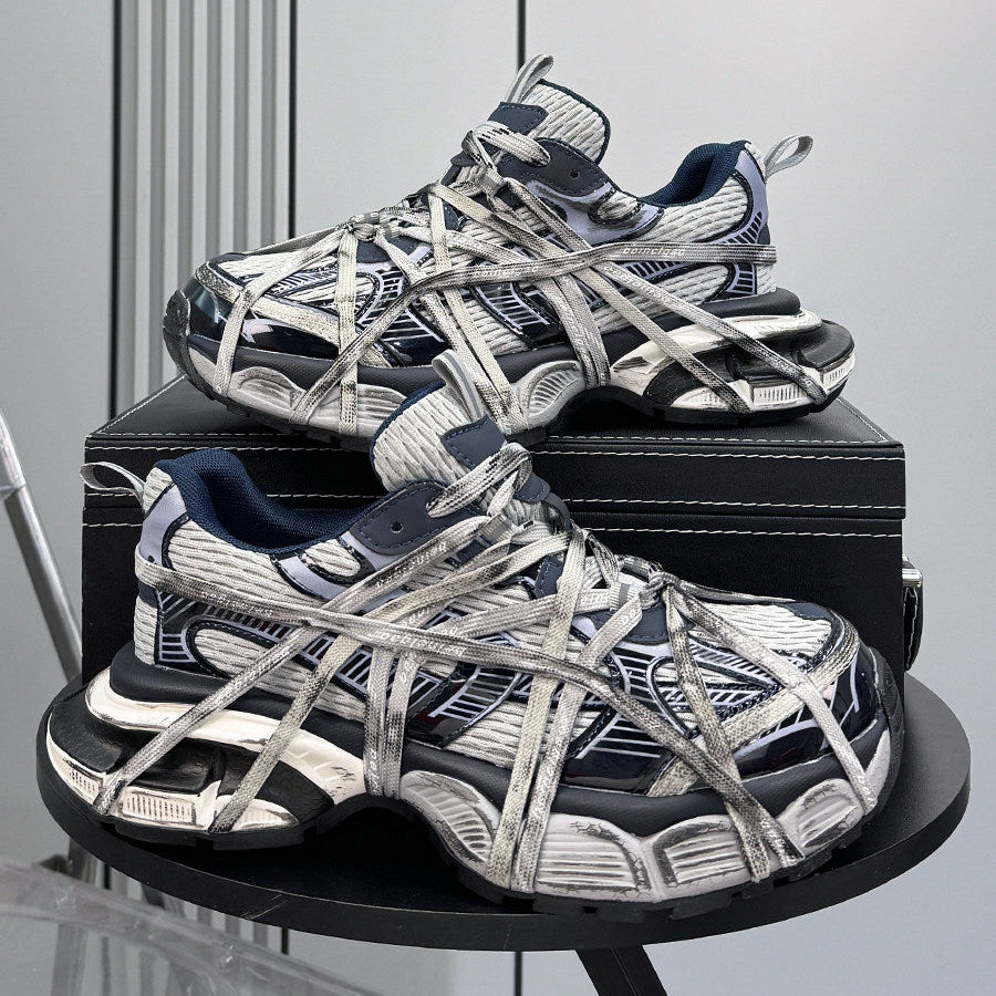 Metallic Strap Panel Chunky Sole Sneakers WN24618