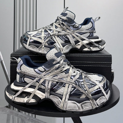Metallic Strap Panel Chunky Sole Sneakers WN24618