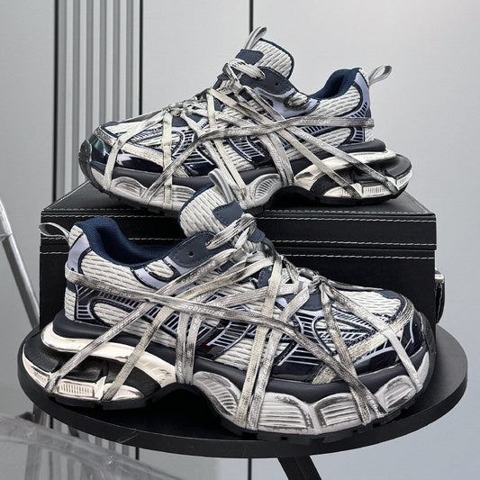 Metallic Strap Panel Chunky Sole Sneakers WN24618