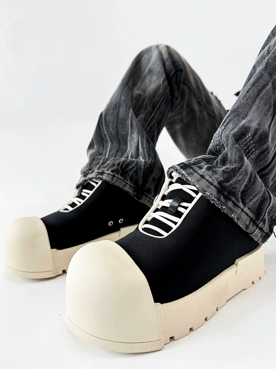 Large Round Toe Chunky Sole Canvas Shoes WN19159