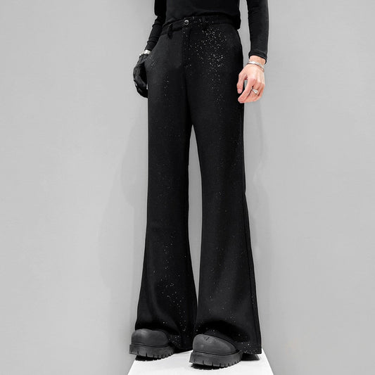 Foil Star Print Draped Flare Trousers WN23858