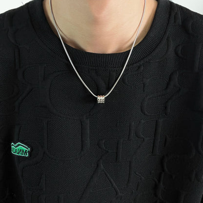 Cylinder Pendant Snake Bone Titanium Steel Necklace WN19241