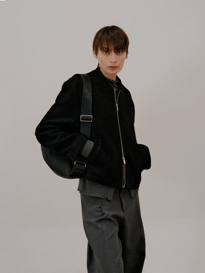 Wool Collarless Zipper Jacket WN21499