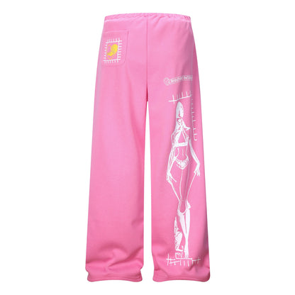 Graphic Print Wide Leg Sweatpants WN25937