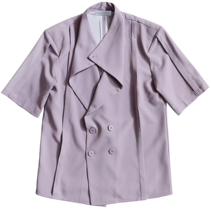 Asymmetrical Double-Breasted Short Sleeve Shirt WN20168