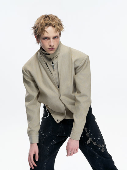 Fake Layered Deconstruction Detachable Standing-Collar Jacket WN23548