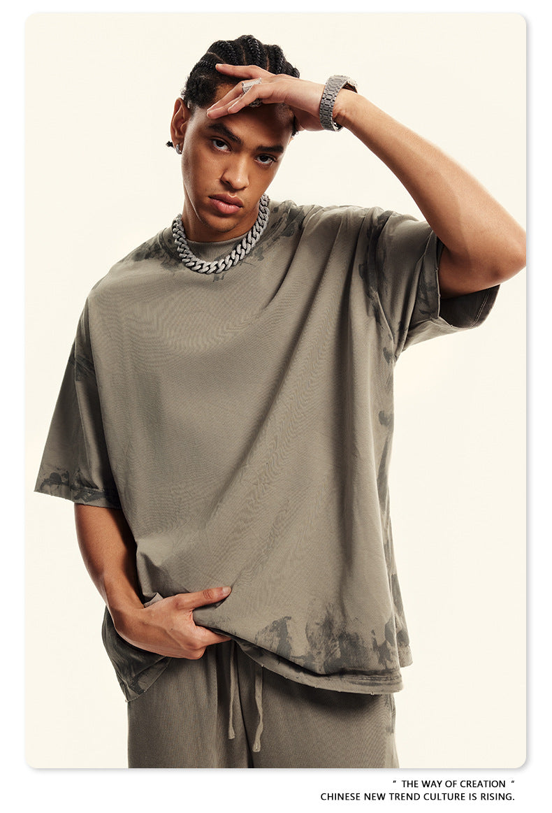 Washed Damage Oversize Heavyweight Short Sleeve T-Shirt WN6072