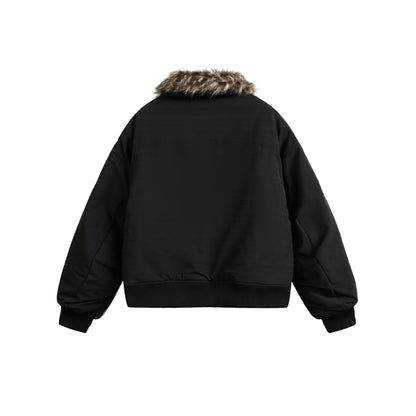 Detachable Fur Collar Flight Jacket WN12705