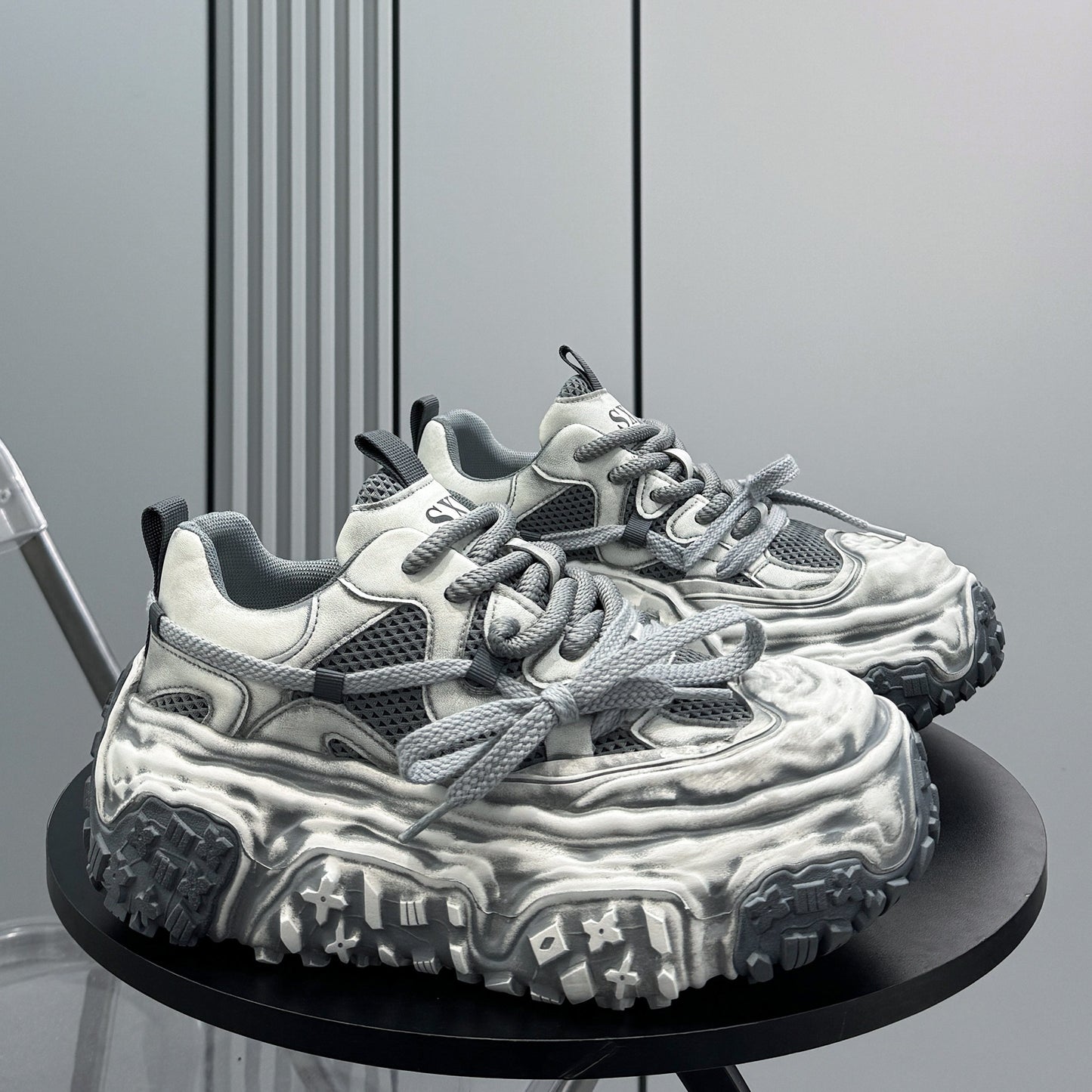 Mesh Platform Chunky Sole Sneakers WN24625