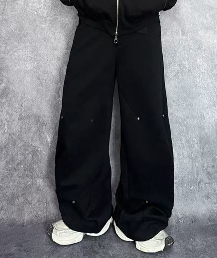 Deconstructed Structured Heavyweight Hooded Jacket & Wide Leg Pants Setup WN27845