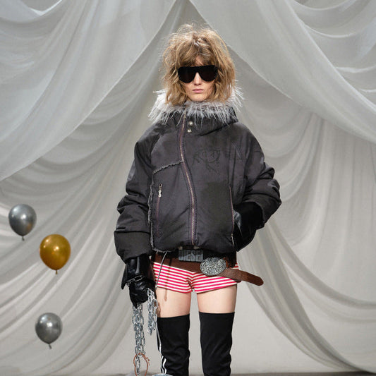 Fake Fur Collar Washed Deconstruction Puffer Jacket WN21925