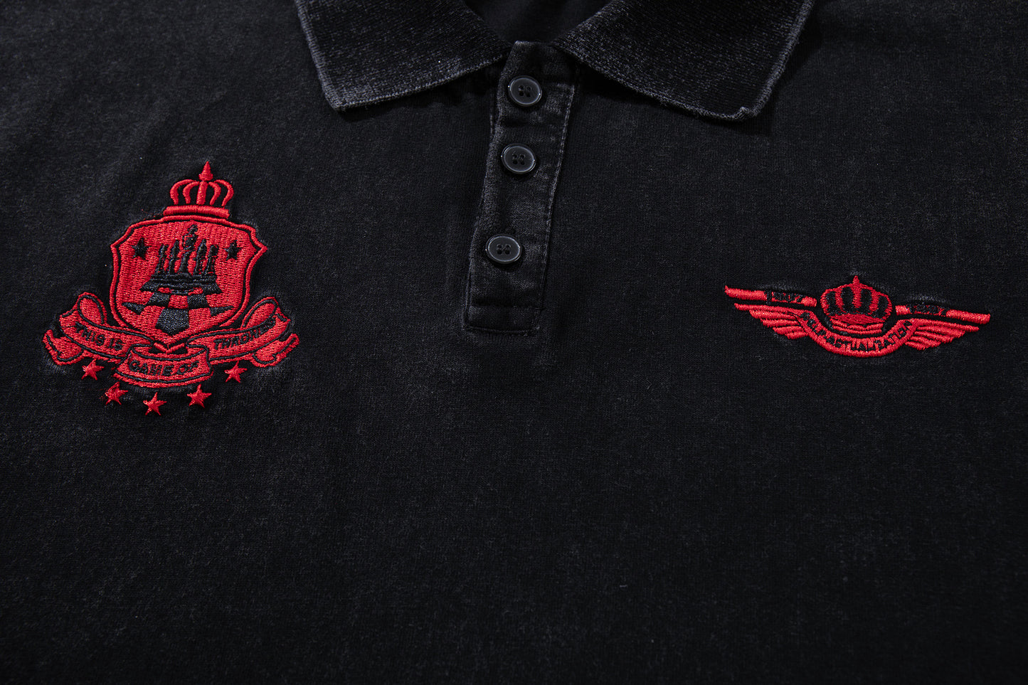 Embroidery Washed Damage Short Sleeve Shirt WN25608