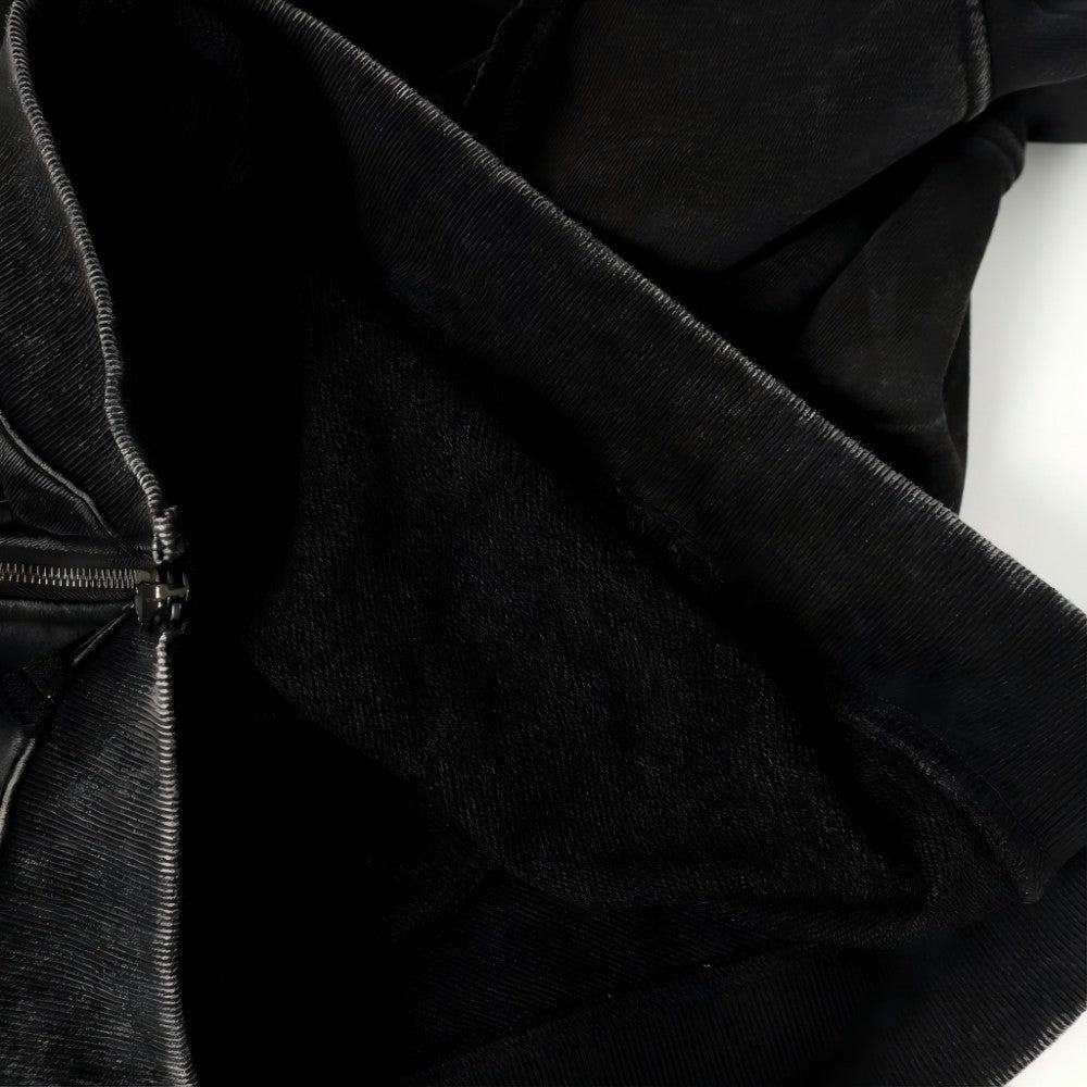 Diagonal Zipper Deconstructed Washed Oversize Hoodie WN27849