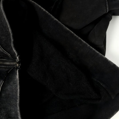 Diagonal Zipper Deconstructed Washed Oversize Hoodie WN27849
