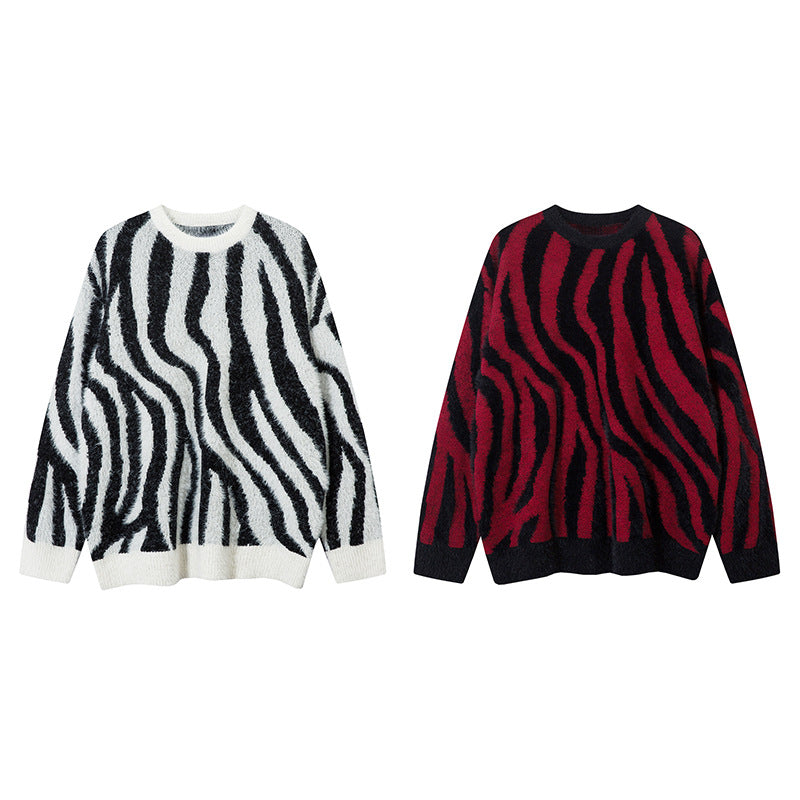 Zebra Print Oversize Knit Sweater WN11414