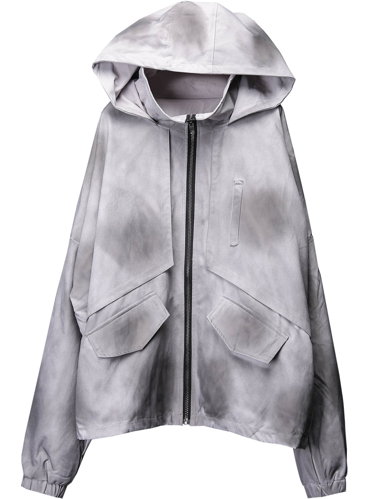 Damage Wash Hooded Zipper Jacket WN22580