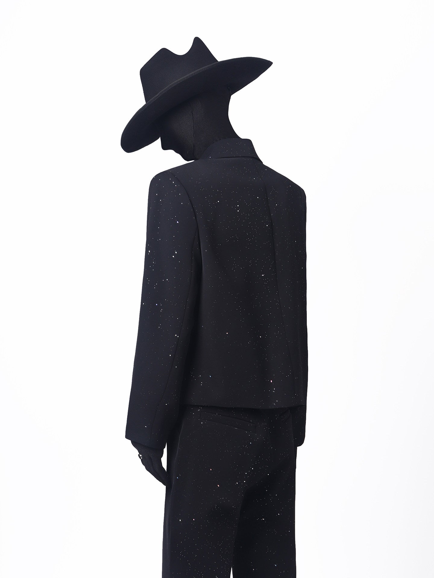 Line Print Studs Tailored Jacket & Studs Flare Trousers Setup WN23682