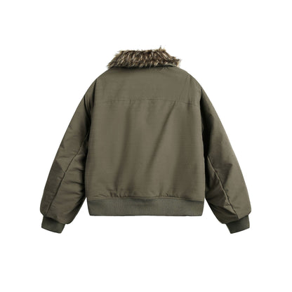 Detachable Fur Collar Flight Jacket WN12705