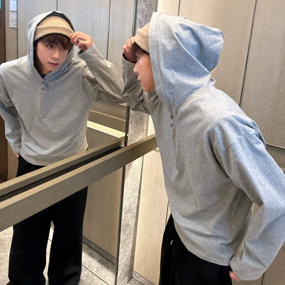Button Placket Lightweight Hoodie WN25353